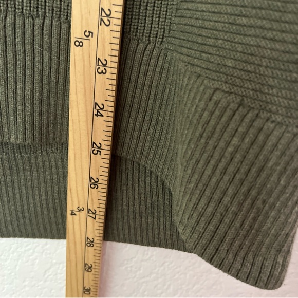 Athleta Hanover V Neck Olive Green/gray Sweater Merino Wool Blend XSRelaxed Fit - Picture 5 of 8